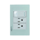Placa con 1 Interruptor Sencillo y 2 Contactos Disponible en Color Blanco, Marfil, Menta y Negro (Modelo a Elegir)