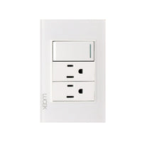 Placa con 1 Interruptor Sencillo y 2 Contactos Disponible en Color Blanco, Marfil, Menta y Negro (Modelo a Elegir)
