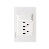 Placa con 1 Interruptor Sencillo y 2 Contactos Disponible en Color Blanco, Marfil, Menta y Negro (Modelo a Elegir)