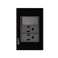 Placa con 1 Interruptor Sencillo y 2 Contactos Disponible en Color Blanco, Marfil, Menta y Negro (Modelo a Elegir)