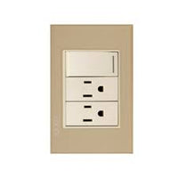 Placa con 1 Interruptor Sencillo y 2 Contactos Disponible en Color Blanco, Marfil, Menta y Negro (Modelo a Elegir)