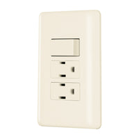 Placa con 1 Interruptor Sencillo y 2 Contactos Disponible en Color Blanco y Marfil Linea Basica (Modelo a Elegir)