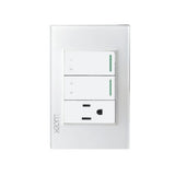 Placa con 2 Interruptores Escalera y 1 Contacto Disponible en Color Blanco, Marfil, Menta y Negro (Modelo a Elegir)