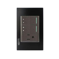 Placa con 2 Interruptores Escalera y 1 Contacto Disponible en Color Blanco, Marfil, Menta y Negro (Modelo a Elegir)