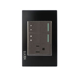 Placa con 2 Interruptores Escalera y 1 Contacto Disponible en Color Blanco, Marfil, Menta y Negro (Modelo a Elegir)