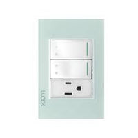 Placa con 2 Interruptores Escalera y 1 Contacto Disponible en Color Blanco, Marfil, Menta y Negro (Modelo a Elegir)
