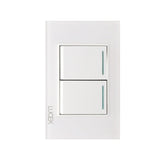 Placa con 2 Interruptores Sencillos Disponible en Color Blanco, Marfil, Menta y Negro (Modelo a Elegir)
