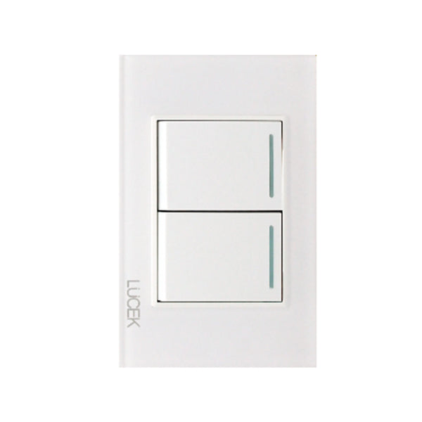 Placa con 2 Interruptores Sencillos Disponible en Color Blanco, Marfil, Menta y Negro (Modelo a Elegir)