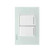 Placa con 2 Interruptores Sencillos Disponible en Color Blanco, Marfil, Menta y Negro (Modelo a Elegir)