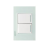 Placa con 2 Interruptores Sencillos Disponible en Color Blanco, Marfil, Menta y Negro (Modelo a Elegir)