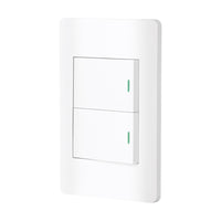 Placa con 2 Interruptores Sencillos Disponible en Color Blanco, Negro y Acero (Modelo a Elegir)