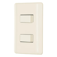Placa con 2 Interruptores Sencillos Disponible en Color Marfil y Blanco Linea Basica (Modelo a Elegir)