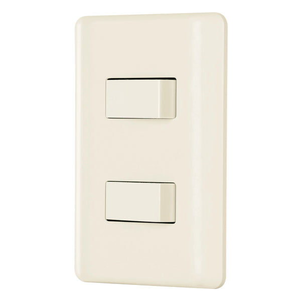 Placa con 2 Interruptores Sencillos Disponible en Color Marfil y Blanco Linea Basica (Modelo a Elegir)