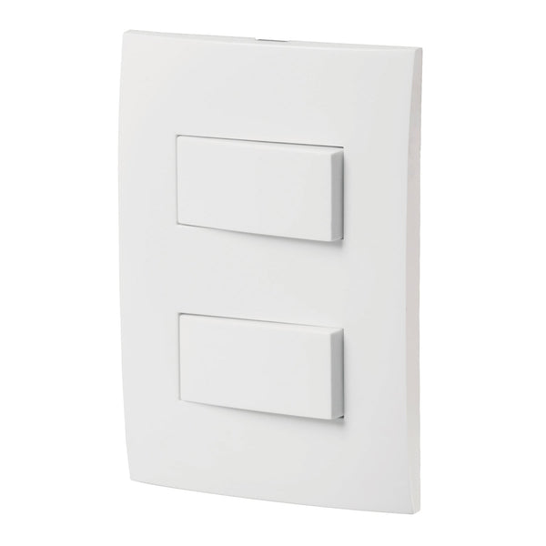 Placa con 2 Interruptores Sencillos en Color Blanco