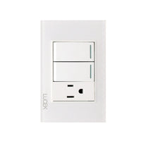 Placa con 2 Interruptores Sencillo y 1 Contacto Disponible en Color Blanco, Marfil, Menta y Negro (Modelo a Elegir)