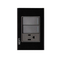 Placa con 2 Interruptores Sencillo y 1 Contacto Disponible en Color Blanco, Marfil, Menta y Negro (Modelo a Elegir)
