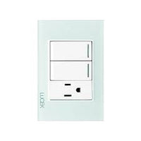Placa con 2 Interruptores Sencillo y 1 Contacto Disponible en Color Blanco, Marfil, Menta y Negro (Modelo a Elegir)