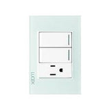 Placa con 2 Interruptores Sencillo y 1 Contacto Disponible en Color Blanco, Marfil, Menta y Negro (Modelo a Elegir)