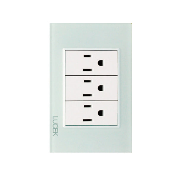 Placa con 3 Contactos Disponible en Color Acero, Blanco, Marfil, Menta y Negro (Modelo a Elegir)