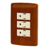 Placa con 3 Contactos en Color Madera