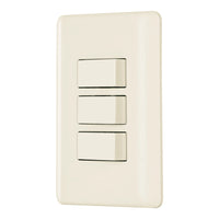 Placa con 3 Interruptores Sencillos Disponible en Color Blanco y Marfil Linea Basica (Modelo a Elegir)