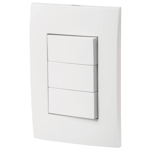 Placa con 3 Interruptores Sencillos en Color Blanco