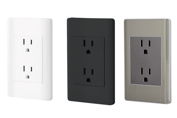 Placa con Contacto Duplex Disponible en Color Blanco, Negro y Acero (Modelo a Elegir)