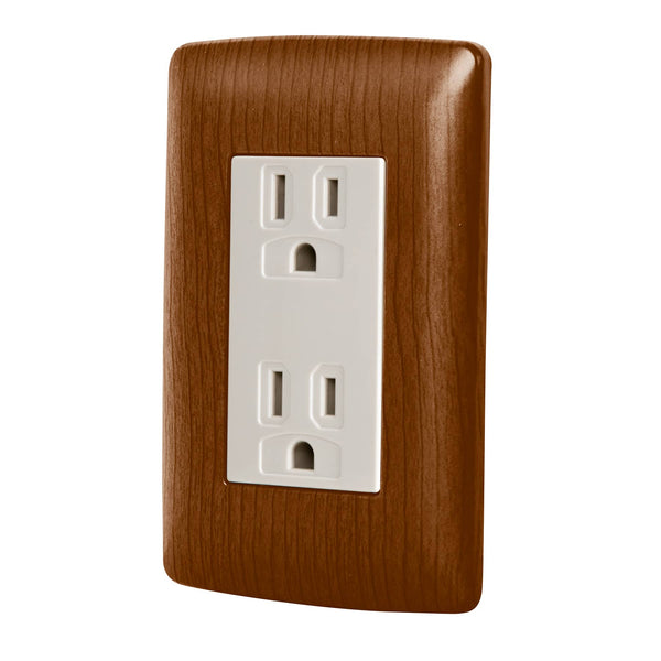 Placa con Contacto Duplex en Color Madera