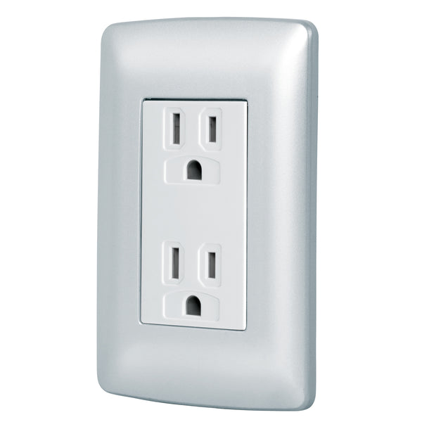 Placa con Contacto Duplex en Color Plata