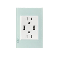 Placa con Contacto Duplex y 2 Entradas de USB Disponible en Color Blanco, Marfil, Menta y Negro (Modelo a Elegir)