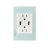 Placa con Contacto Duplex y 2 Entradas de USB Disponible en Color Blanco, Marfil, Menta y Negro (Modelo a Elegir)