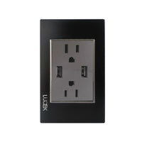 Placa con Contacto Duplex y 2 Entradas de USB Disponible en Color Blanco, Marfil, Menta y Negro (Modelo a Elegir)