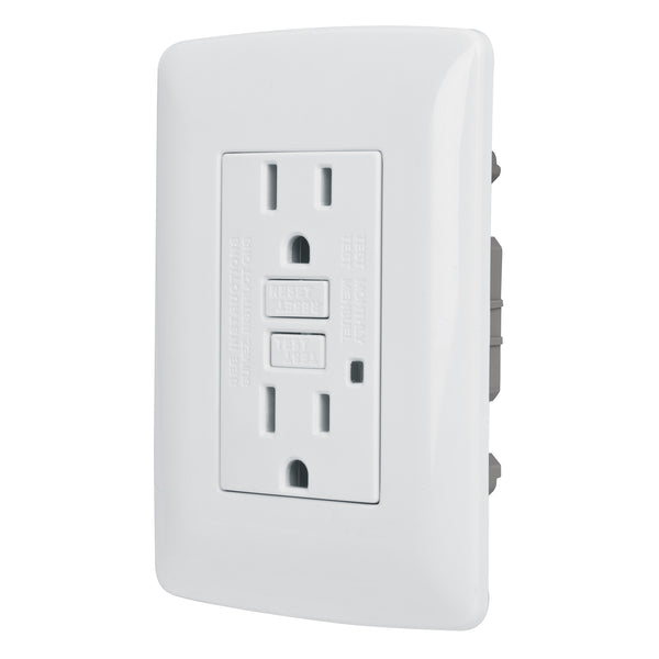 Placa con Contacto Duplex y GFCI en Color Blanco