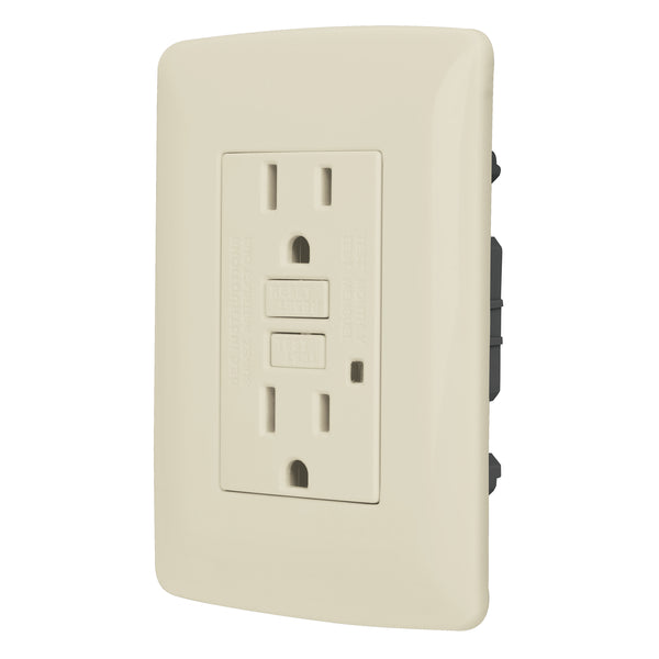 Placa con Contacto Duplex y GFCI en Color Marfil
