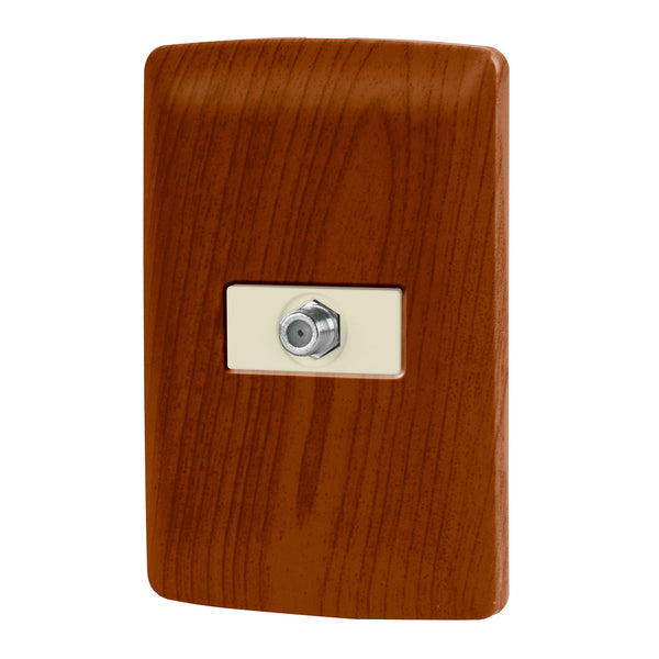 Placa con Toma de Television en Color Madera