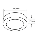 Plafón de Sobreponer de 12W en Color Negro Disponible en Luz Blanca y Cálida (Modelo a Elegir)