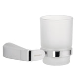 Portavasos Cepillero con Vaso de Vidrio Disponible en Color Satin y Cromo (Modelo a Elegir)
