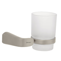 Portavasos Cepillero con Vaso de Vidrio Disponible en Color Satin y Cromo (Modelo a Elegir)