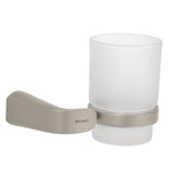 Portavasos Cepillero con Vaso de Vidrio Disponible en Color Satin y Cromo (Modelo a Elegir)